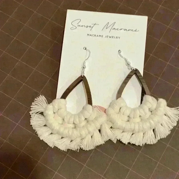 Teardrop Macramé Earrings - Picture 2 of 2